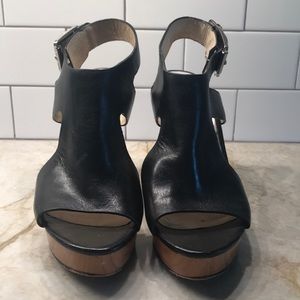 Michael Kors Black Leather Wedges